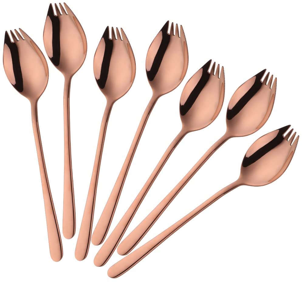 Buyer Star Sporks Metal 7-pack Stainless Steel Sporks for Everyday Household Use Spoon & Salad Forks, Fruit Appetizer Dessert (Rainbow)
