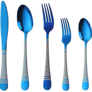 Buyer Star Flatware Cutlery Red 20 Pieces Silverware Set, Stainless Steel Titanium Colorful Utensils, Cutlery Set,Tableware Set, Reusable, Mirror Polished, Dishwasher Safe