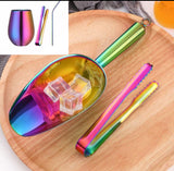 Buyerstar Stainless Steel Ice Scoop and Ice Tongs Set of 3 Rainbow