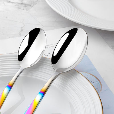 Bulk Sale 304 Stainless Steel Tableware Gradated Rainbow Mirror Polish Flatware for Party Bar