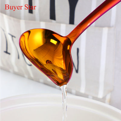 Buyer Star Gravy Ladle gold drizzle spoon with spout stainless steel kitchen utensils sauce ladlecooking utensils with mirror polish dishwasher safe,8.6 inch