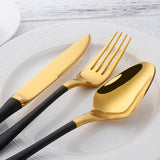 304 Stainless Steel Cutlery Sets Black Gold Tableware mirror polished