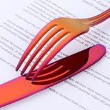 Stainless Steel Dinnerware Colorful Magic Red Cutlery Restaurant Wedding