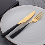 Factory Wholesale 304 Stainless Steel Modern Dinnerware Black Gold Cutlery