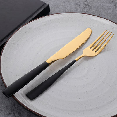 Factory Wholesale 304 Stainless Steel Modern Dinnerware Black Gold Cutlery