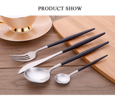 Stainless Steel Flatware Set Stylish Matte Cutlery Service