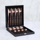 Buyerstar Portugal Cutlery Set Black Gold Dinnerware Knives Forks teaspoons Flatware Set