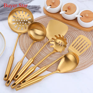 6pcs Kitchen tools stainless steel cooking kitchenware Utensils set spoon,soup ladle,spatula
