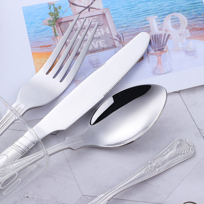 Custom LOGO Stainless Steel Modern Dinnerware Silver Cutlery Restaurant Wedding