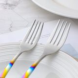 Bulk Sale 304 Stainless Steel Tableware Gradated Rainbow Mirror Polish Flatware for Party Bar