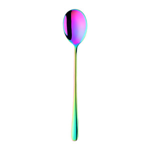 Colorful Coffee Spoon Stainless Steel Long Handle Tablespoon Korean Mixing Spoons Set Dessert Long Ice Kitchen Scoop