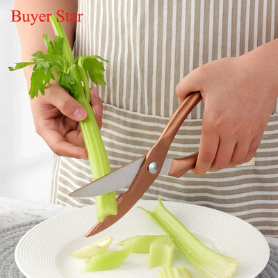 Buyerstar Stainless Steel Kitchen Scissor Shear Fish Duck Cutter Kitchen Gadget Knife BBQ Tools