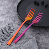 Amazon Hot Sale Magic Red Tableware Set Stainless Steel Cutlery Flatware Set