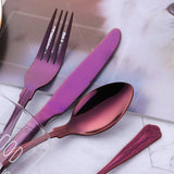 Amazon Hot Sale 304 Stainless Steel Purple Color Cutlery Mirror Polished