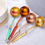 1Pc Stainless Steel Soup Spoon Colander  V-Shape Spoon Strainer Kitchen Utensil Skimmer 8 Colors