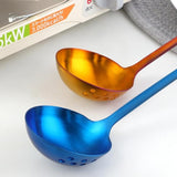 1Pc Stainless Steel Soup Spoon Colander  V-Shape Spoon Strainer Kitchen Utensil Skimmer 8 Colors