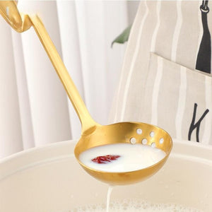 1Pc Stainless Steel Soup Spoon Colander  V-Shape Spoon Strainer Kitchen Utensil Skimmer 8 Colors
