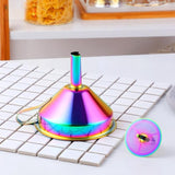 Stainless Steel Kitchen Funnel with Detachable Filter Kitchen Tools Useful Oil Liquid Funnel Wide Mouth Funnel for Canning Wine