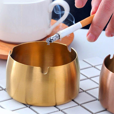 Ashtray Portable Stainless Steel Round Ashtray Anti-rusting Table-top Accessory