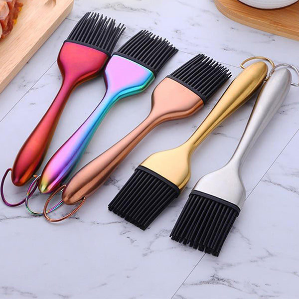 Silicone Oil Brush Cooking Brush Stainless Steel Handle BBQ Grill Basting Brush Pastry Baking Brush Kitchen Accessories