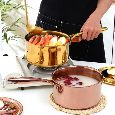 Stainless Steel Milk Pot 3 layers Bottom Butter Chocolate Melted Pan Long handle Pot with Lid