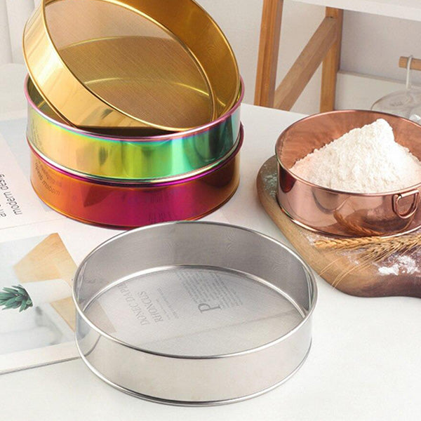 Baking Pastry Tools Hand Crank Baking Tools Stainless Steel Flour Sifter Round Powder Sieve Cakes Pastry Tools