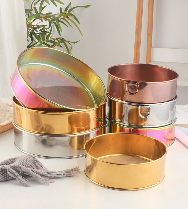 Baking Pastry Tools Hand Crank Baking Tools Stainless Steel Flour Sifter Round Powder Sieve Cakes Pastry Tools