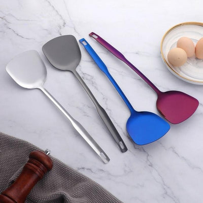 Stainless Steel Cookware Spatula Long Handle Kitchen Scraper Wall Hang