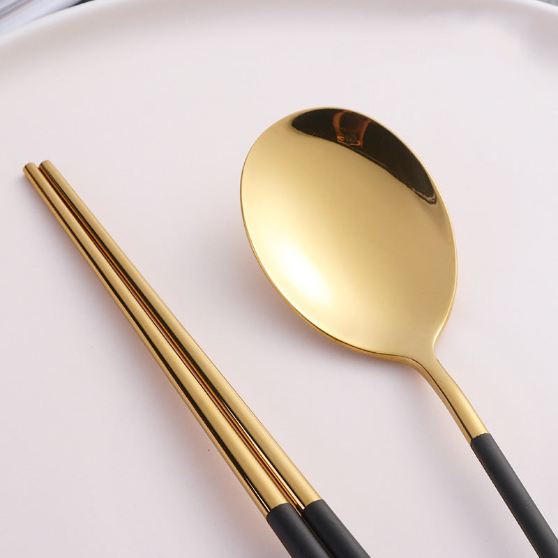 Buyer Star 10 Pairs Stainless Steel Chinese Traditional Chopsticks and Spoon 18/10 Flatware For Sushi Food Noodle Kitchen Hashi