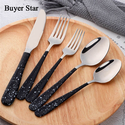 Buyer Star Cutlery Set Stainless Steel Flatware Dinner service for 5 knife fork spoon mirror polished