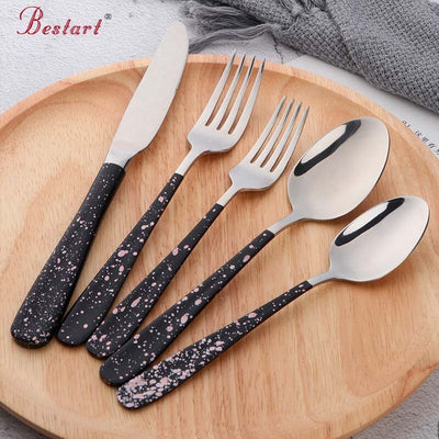 Buyer Star Cutlery Set Stainless Steel Flatware Dinner service for 5 knife fork spoon mirror polished