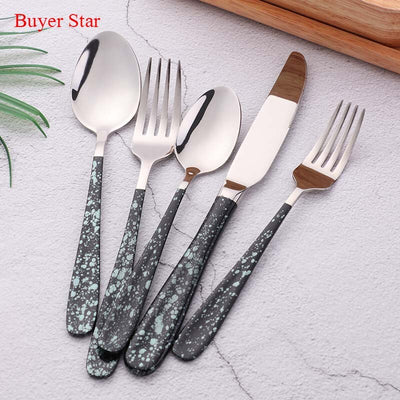 Buyer Star Cutlery Set Stainless Steel Flatware Dinner service for 5 knife fork spoon mirror polished