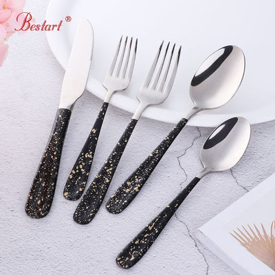 Buyer Star Cutlery Set Stainless Steel Flatware Dinner service for 5 knife fork spoon mirror polished