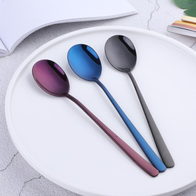Buyer Star Dinner Spoon 6-Piece Colorful Long Handle Dessert Tea Coffee Spoon