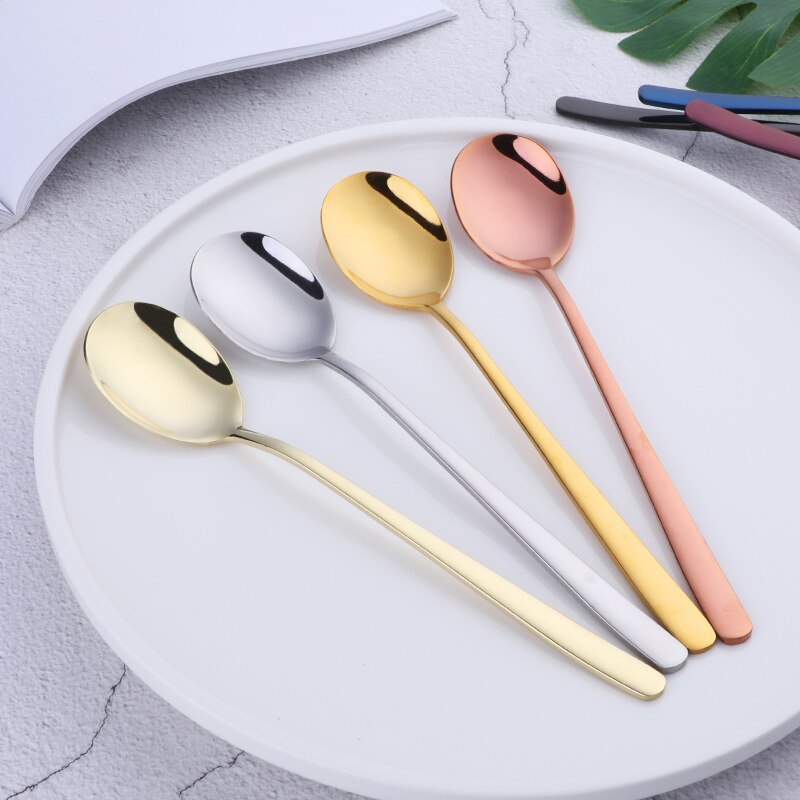 Buyer Star Dinner Spoon 6-Piece Colorful Long Handle Dessert Tea Coffee Spoon