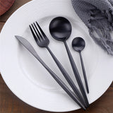 Buyer Star 24-pcs Stainless Steel SUS304 Flatware Set for Home/Kitchen/Restaurant/Hotel Stylish Matte Cutlery Service for 8