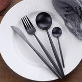 Stainless Steel Flatware Set Stylish Matte Cutlery Service