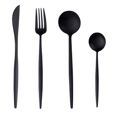 Stainless Steel Flatware Set Stylish Matte Cutlery Service