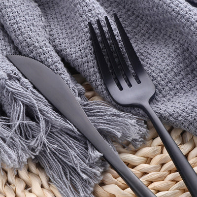 Stainless Steel Flatware Set Stylish Matte Cutlery Service