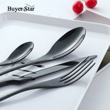 4-Piece Cutlery Set Stainless Steel Gold Dinnerware Knife Fork Cutlery Set