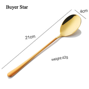 Buyer Star Stainless Steel Tableware Gold Plated Dessert Tea Coffee Spoons