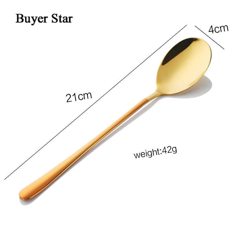 Buyer Star Stainless Steel Tableware Gold Plated Dessert Tea Coffee Spoons