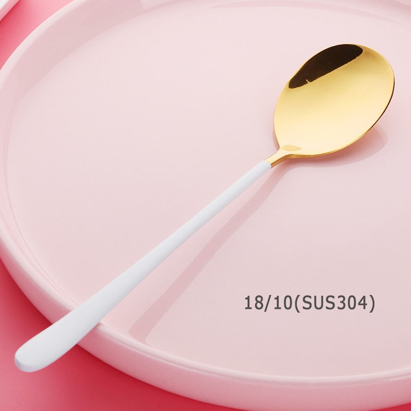 Buyer Star Stainless Steel Tableware Gold Plated Dessert Tea Coffee Spoons