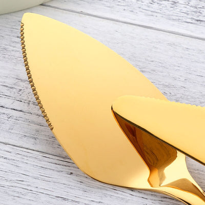 Buyerstar Stainless Steel Cake Knife Serve Set For Wedding Gold