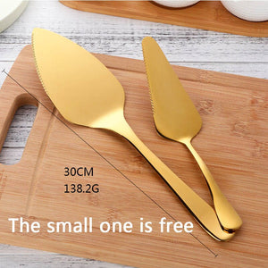 Buyerstar Stainless Steel Cake Knife Serve Set For Wedding Gold