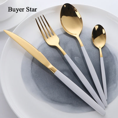 Gold Polish Stainless Steel Utensil Cutlery Set