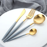 Buyer Star Gold Flatware Set 48-Piece High Grade Cutlery Stainless Steel 18/10 Dinnerware