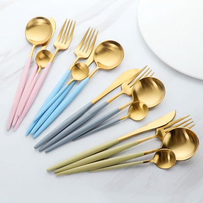 Buyer Star Gold Flatware Set 48-Piece High Grade Cutlery Stainless Steel 18/10 Dinnerware