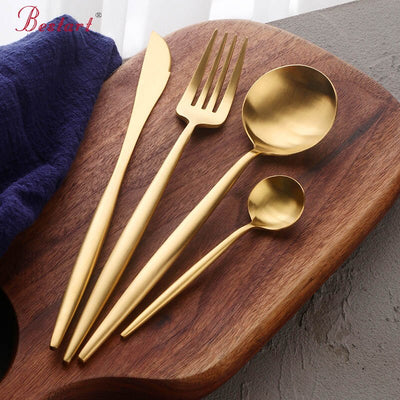 Buyer Star Gold Flatware Set 48-Piece High Grade Cutlery Stainless Steel 18/10 Dinnerware