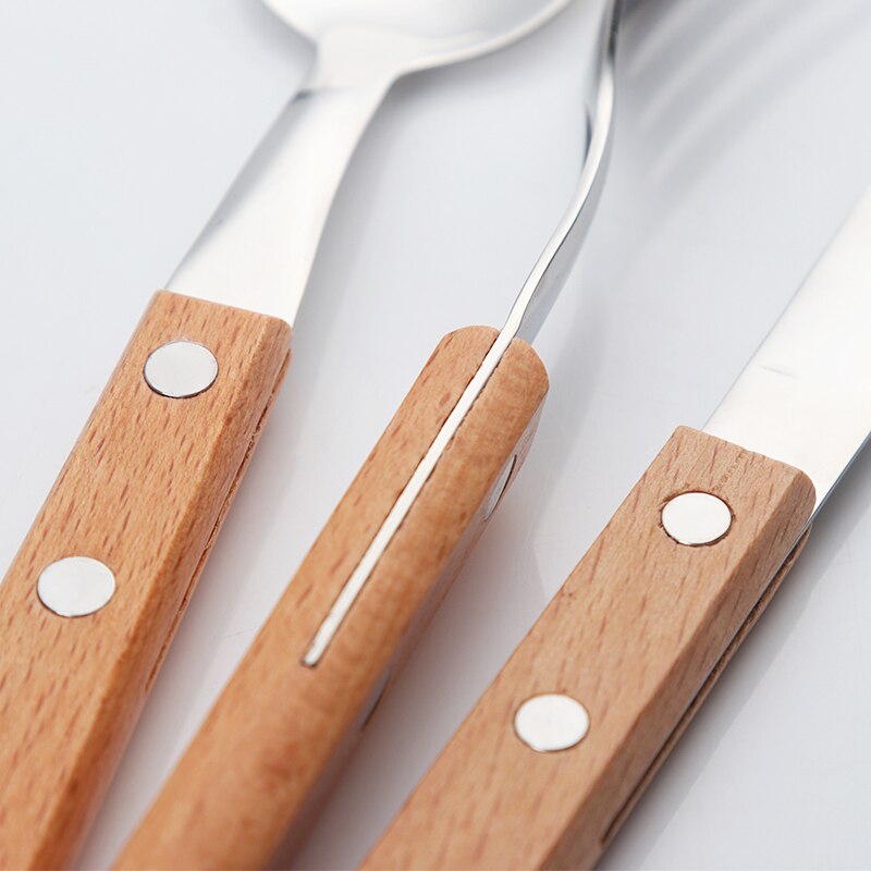 Wooden Handle Stainless Steel Flatware Set Cutlery Stainless Steel Flatware Set